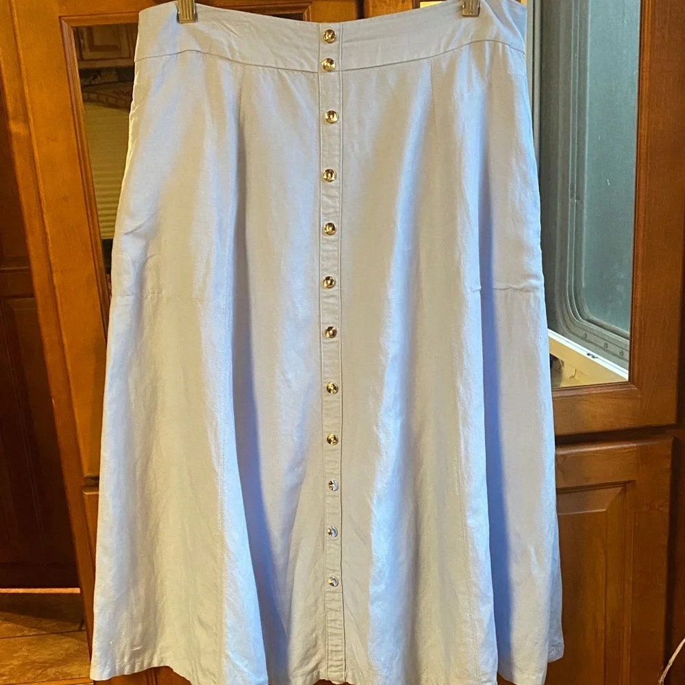 Grace Elements Light Blue A-Line Button-Front Skirt